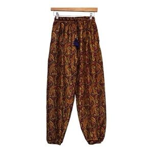 Unique Clothing 100% Silk Handmade Paisley Print Pants